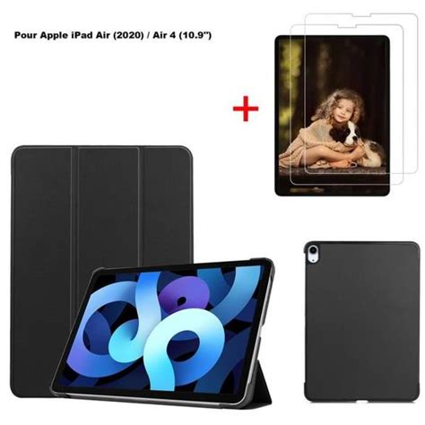 Tablette Coque Apple Ipad Air Noir Housse Pu Cuir Avec Film