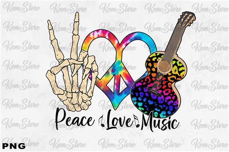 Peace Love Music Sublimation Design Graphic By Kem Store · Creative Fabrica