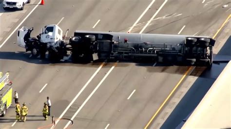 Crash On Florida Turnpike In Sw Miami Dade Causes Tanker Truck To Overturn Leading To Rush Hour