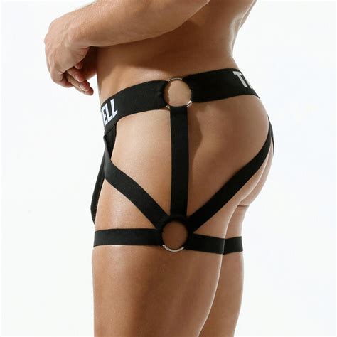 Roupa Interior Sexy Masculina Jockstrap Tanga Bondage Lingerie Lowrise Briefs Perna Cinto Tangas