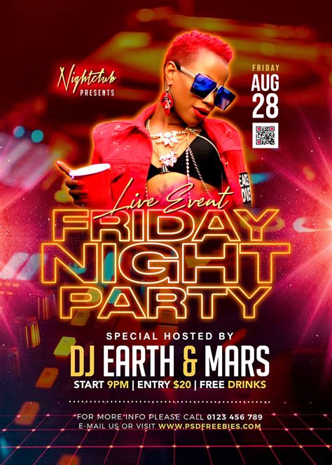 Friday Night Music Party Flyer Design Psd