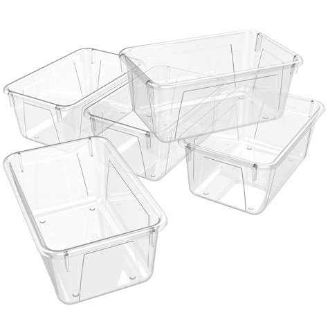 Storex Plastic Cubby Bin Kids Craft And Supply Storage Clear 5 Pack