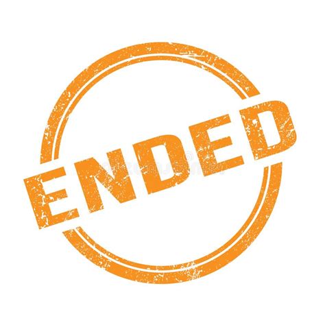 Ended Text On Orange Grungy Vintage Round Stamp Stock Illustration