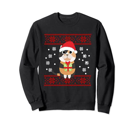 Cat Lover Christmas Santa Hat Cute Calico Cat Sweatshirt