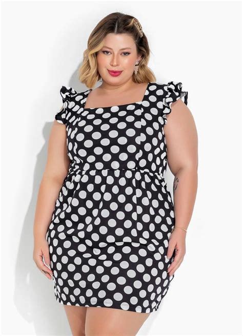 Vestido Poá Com Amarração Nas Costas Plus Size Marguerite