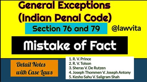 Section 76 And 79 Mistake Of Facts Ipc General Exceptions Lawvita Notes With Case Laws