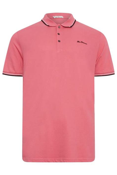 BEN SHERMAN Big Tall Pink Tipped Polo Shirt BadRhino