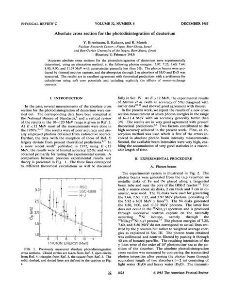 (PDF) Absolute cross section for the photodisintegration of deuterium