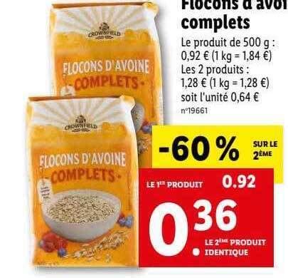 Promo Flocons D Avoine Complets Chez Lidl