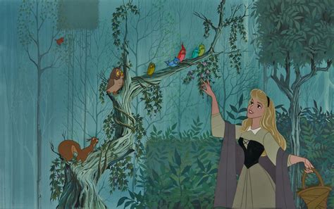 Lot 565 Sleeping Beauty Animation Cel Briar Rose With Birds Case Auctions