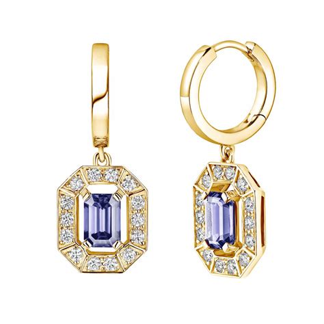 Art Déco Yellow Gold Tanzanite Earrings Gemmyo