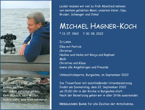 Traueranzeigen Von Michael Hagner Koch Vrm Trauer De