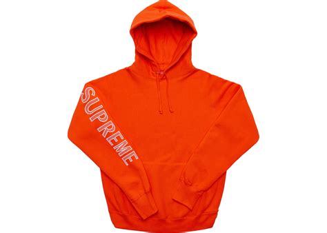 Supreme Sleeve Embroidery Hooded Sweatshirt Dark Orange Mens Ss18 Us