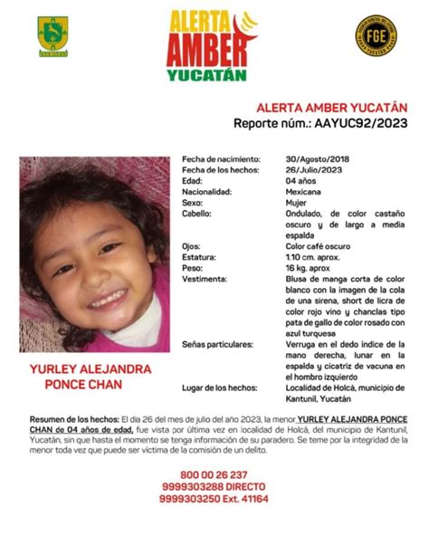 Alerta Amber Buscan A Menor De A Os Desaparecida En Yucat N La