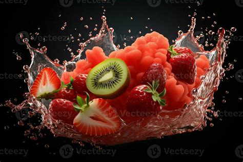 Colorful strawberry splash photo 29638522 Stock Photo at Vecteezy