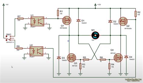 Tìm hiểu mạch cầu H điều khiển động cơ DC bằng 2 cặp mosfet N P Linh