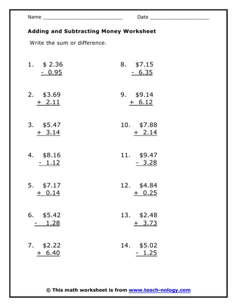 Adding And Subtracting Problems Grade