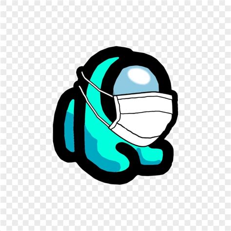 Hd Cyan Among Us Mini Crewmate Character Baby Wearing Surgical Mask Png