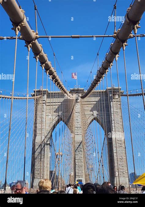 The Brooklyn Bridge Is A Hybrid Cable Stayedsuspension Bridge In New