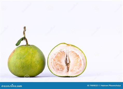 Fresh Green Pomelos And Half Pomelo On White Background Healthy Fruit