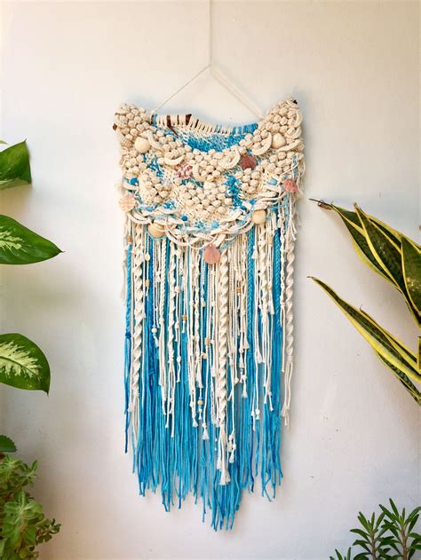 Macrame Wall Hanging Large Wall Tapestry Woven Beach Themed Etsy Macrame Wall Hanging