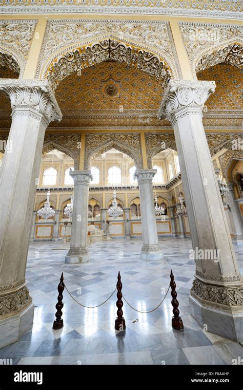 Chowmahalla Palace interior with chandeliers Stock Photo - Alamy