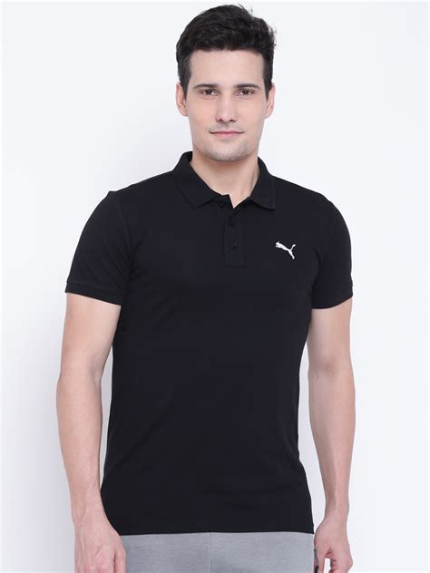 Buy Puma Men Black Ess Pique Solid Polo Collar T Shirt Tshirts For Men 2344884 Myntra