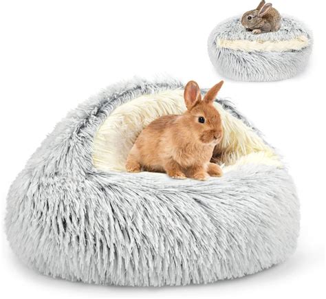 Amazon Yuepet Plush Round Rabbit Bed Warm Hooded Bunny Cave Bed