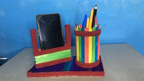 DIY Ballpen Pencil And Phone Holder Using Popsicle Stick Kuya JLM