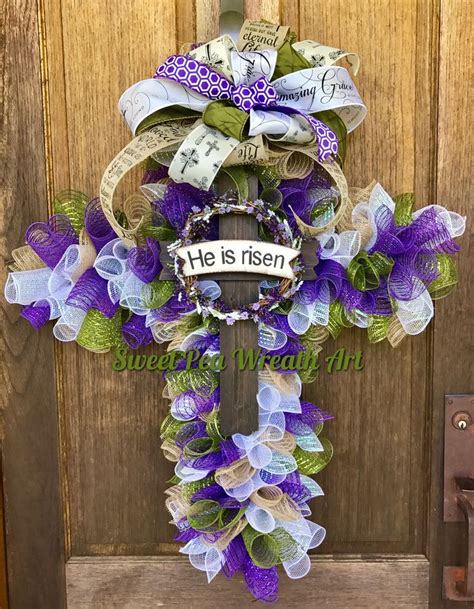 Beautifully Reverent Cross Wreath In Colors That Remind Us Of The