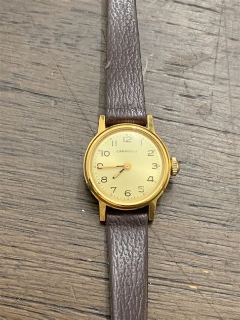 Vintage Womens Gold Tone Caravelle Manual Wind Watch Etsy