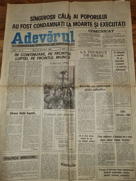 Adevarul 26 Decembrie 1989 Procesul Si Executia Sotilor Ceausescu