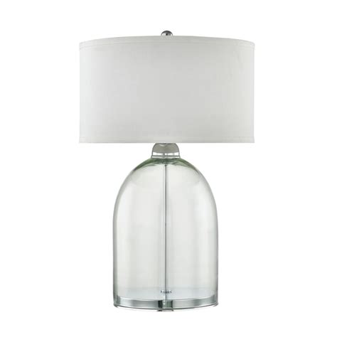 Scott Living 24 75 In Chrome Clear Glass On Off Switch Table Lamp With Fabric Shade In The Table