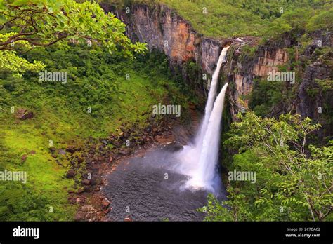 Iconic waterfall, Chapada dos Veadeiros, Brazil Stock Photo - Alamy