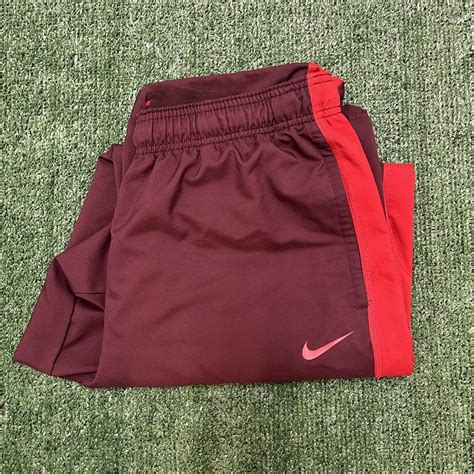 Y2k Style Maroon And Pink Nike Track Pants W Cinch Depop