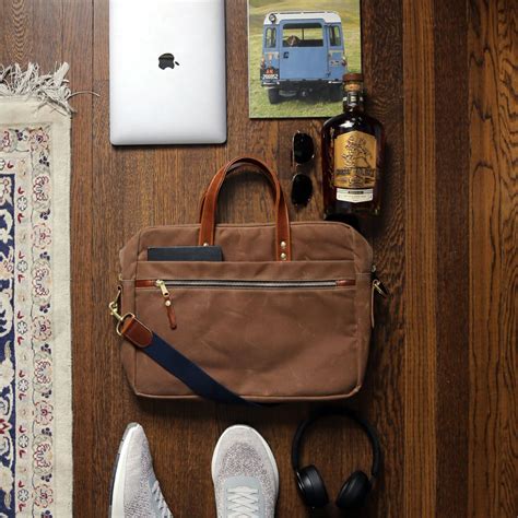 Tan Leather & Canvas Monogrammed Laptop Bag | Hudson Sutler | Bags, Leather laptop bag, Laptop bag