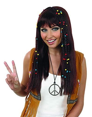 Fun Shack Womens Long Brown Braided Hippie Wig Adult 70s Costume