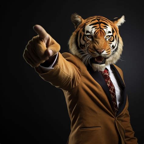 Premium Ai Image Portrait Of A Tiger Wearing A Business Suit And