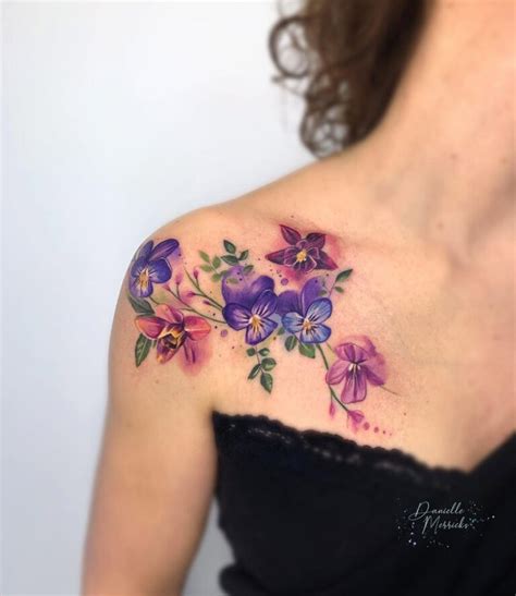 Watercolor Flowers Shoulder Tattoo Best Tattoo Ideas For Men Women