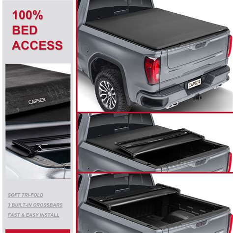 Capser Ft Soft Tri Fold Truck Bed Tonneau Cover Fits