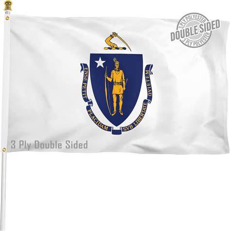 Xifan Double Sided Massachusetts State Flag 3x5 Ft Heavy Duty 3 Ply Durable