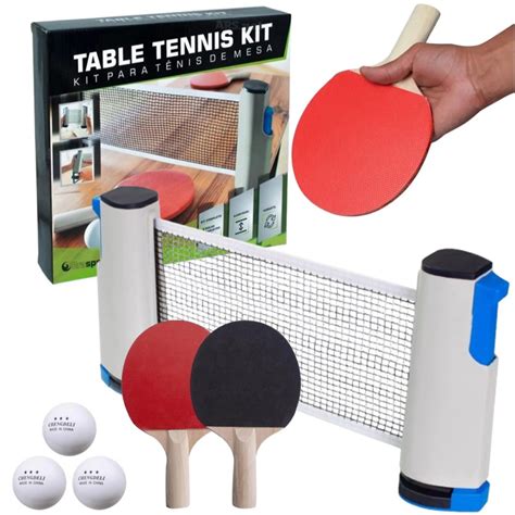 Equipamentos Do Tenis De Mesa - Kit Ping Pong Tênis Mesa + 2 Raquetes Rede Retrátil 3 Bolas ...