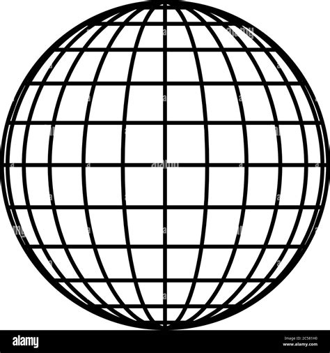 Earth Planet Globe Grid Of Black Thick Meridians And Parallels Or