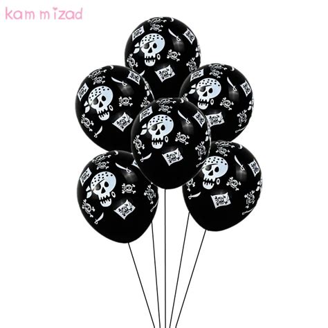 Kammizad 12inch Black Latex Balloon Helium Pirate Balloons Skull