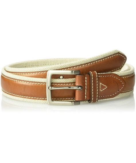 Mens 15 In Canvas Belt With Genuine Leather Overlay Natural