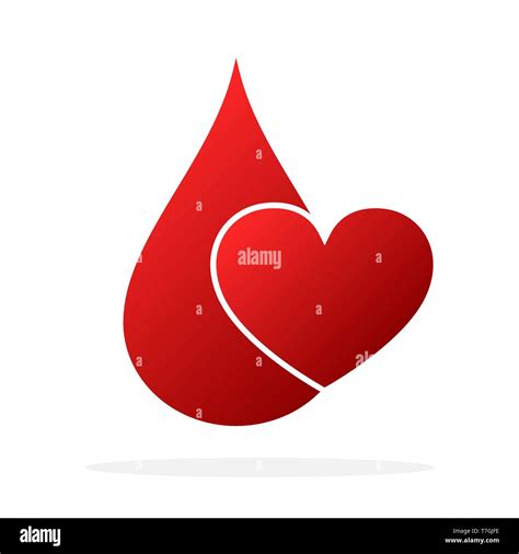 Gota de sangre roja con forma de corazón Ilustración vectorial