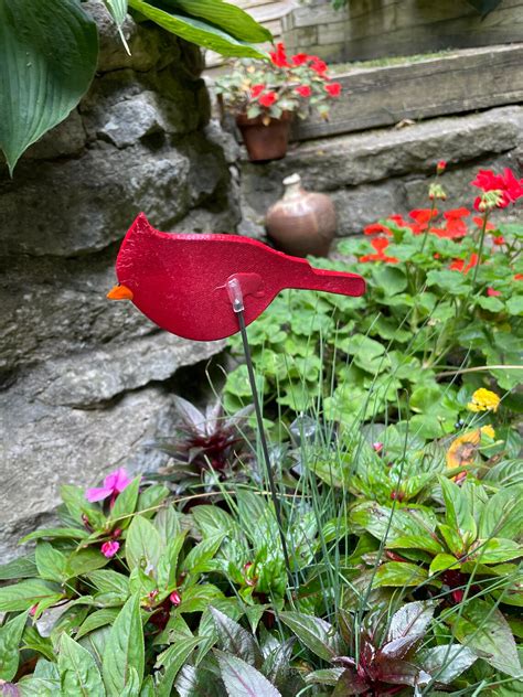 Red Cardinal Garden Yard Birdred Birds Garden Decorcardinal Etsy