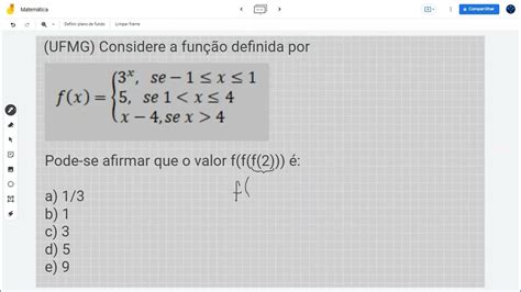 Ufmg Considere A Função Definida Por Fx Pode Se Afirmar Que O Valor Fff2 é Youtube