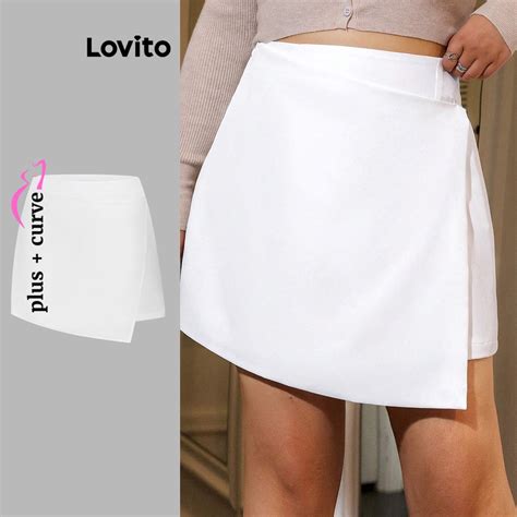 Lovito Saia Elegante Lisa Assimétrica Plus Size Para Mulheres LBL06151