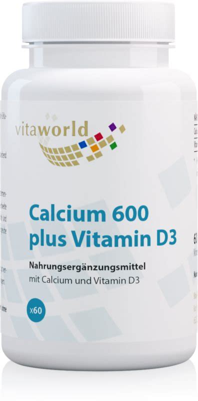 Vita World Calcium 600 Vitamin D3 Tabletten Für Eine Normale Funktion Des Immunsystems